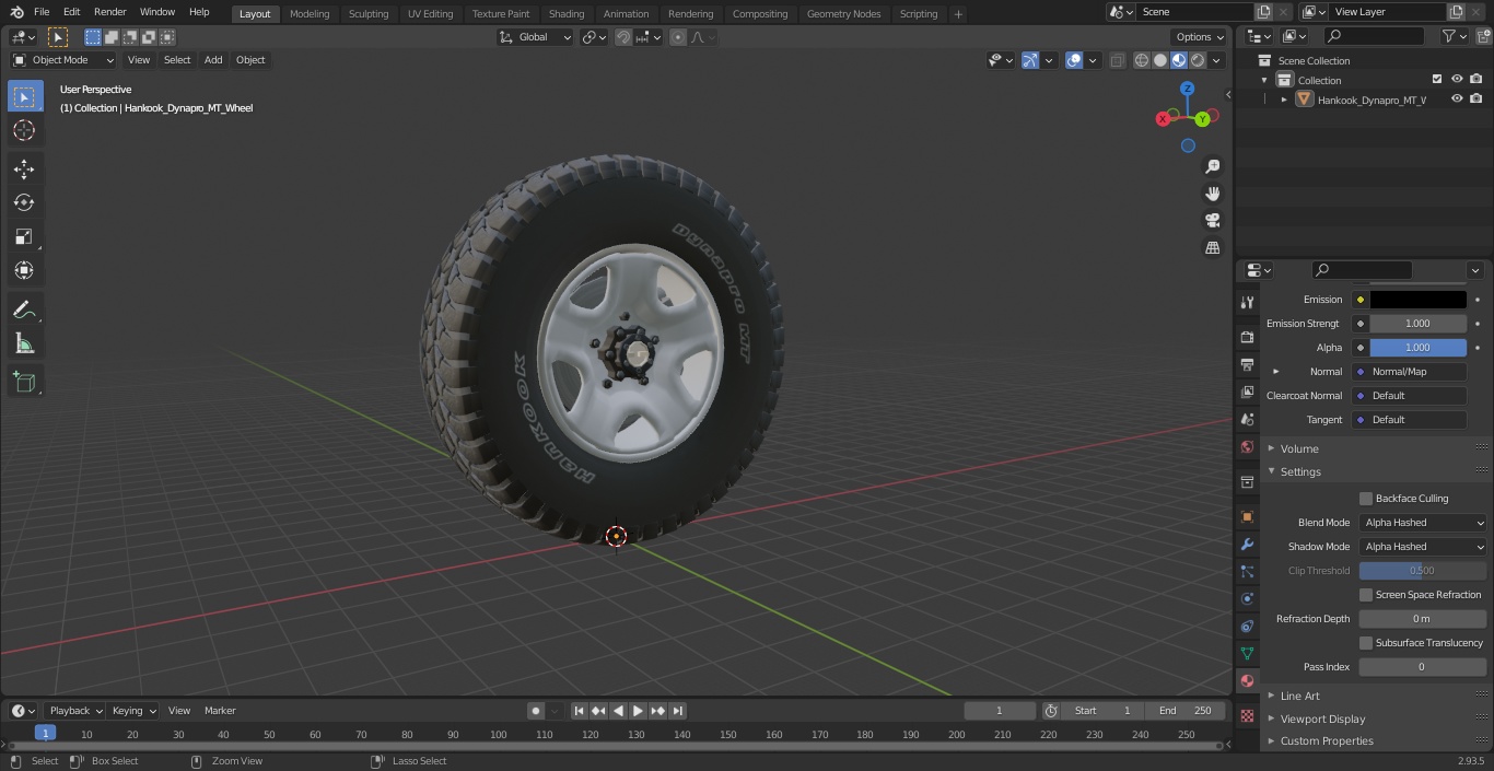 Hankook Dynapro MT Wheel 3D model