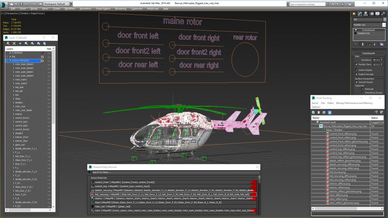 Rescue Helicopter Rigged 3D model