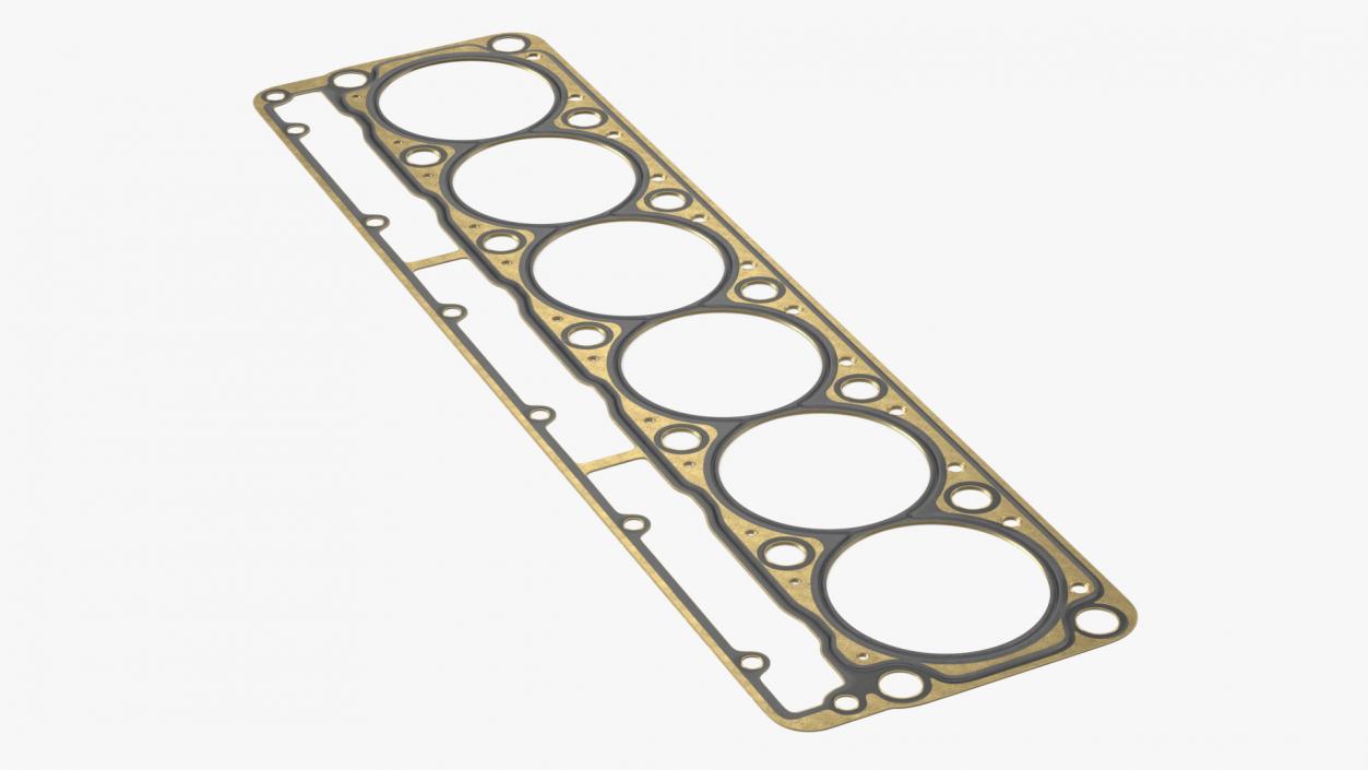 3D Head Gasket 325D 6 Cylinder Brass model