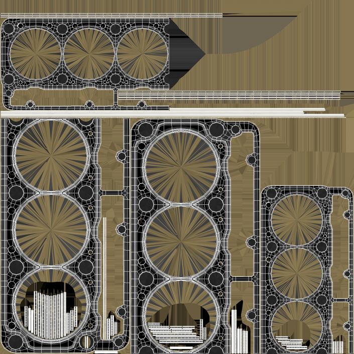 3D Head Gasket 325D 6 Cylinder Brass model