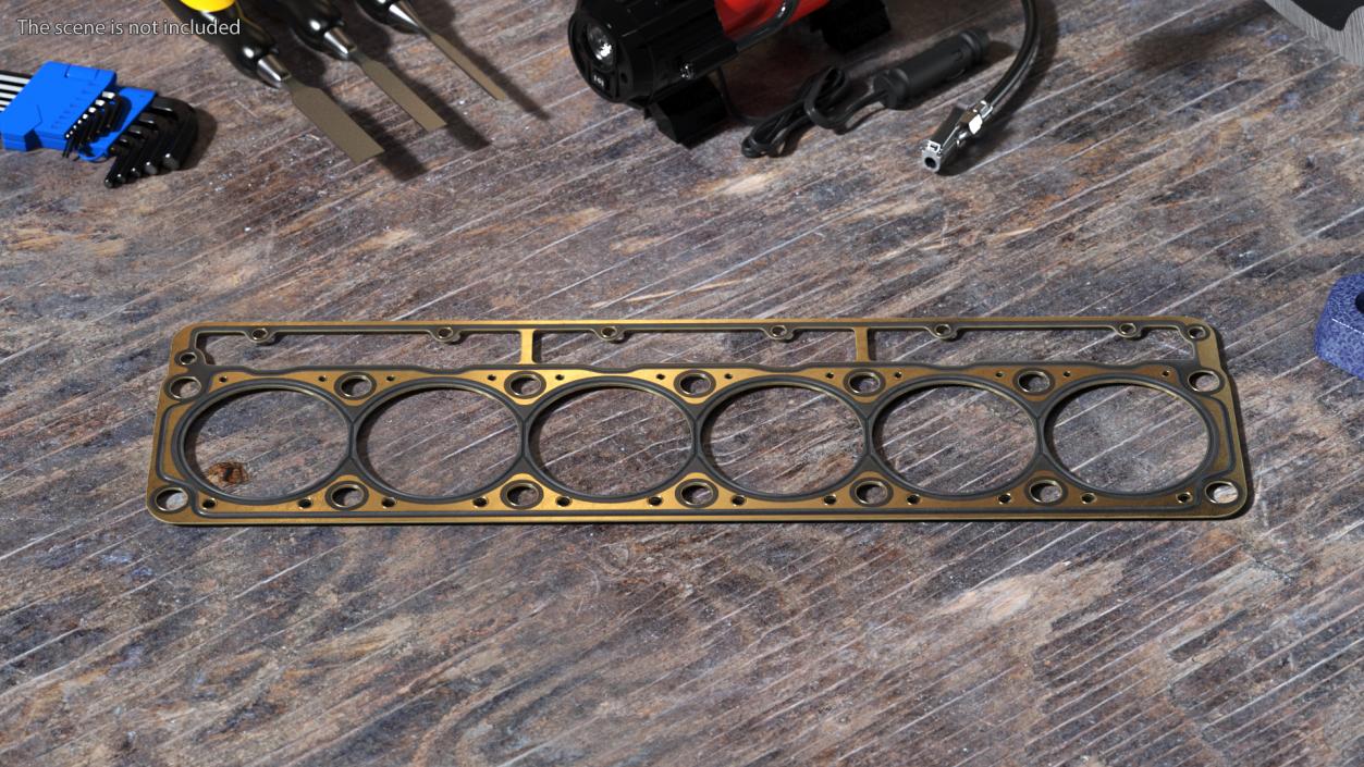 3D Head Gasket 325D 6 Cylinder Brass model