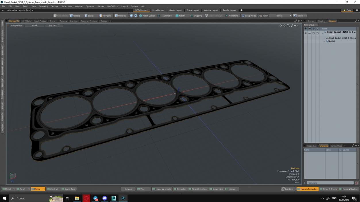 3D Head Gasket 325D 6 Cylinder Brass model