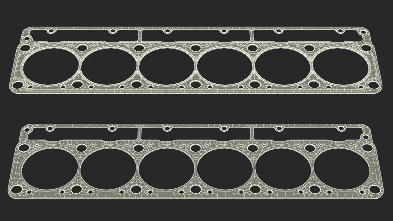 3D Head Gasket 325D 6 Cylinder Brass model