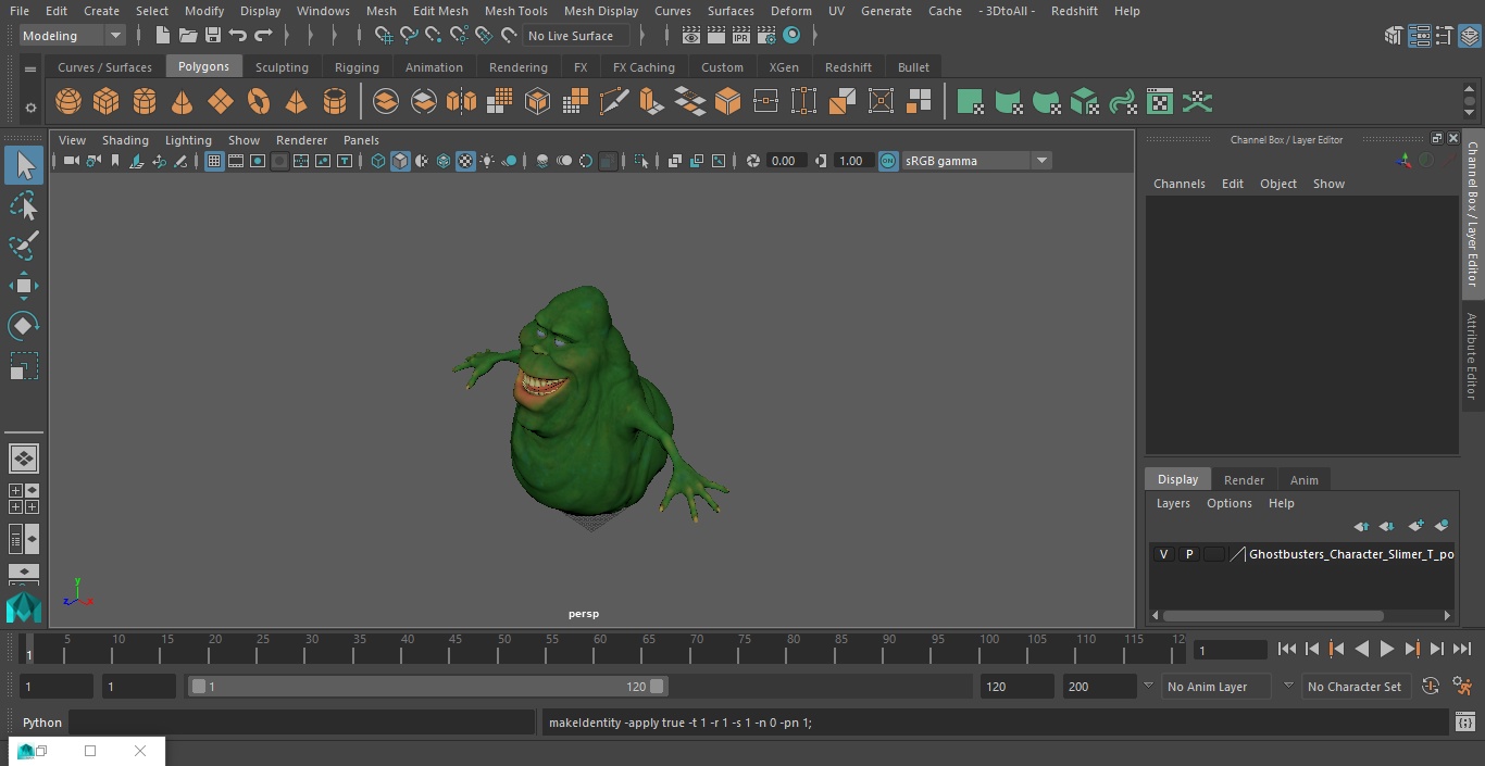 3D Ghostbusters Character Slimer T-pose