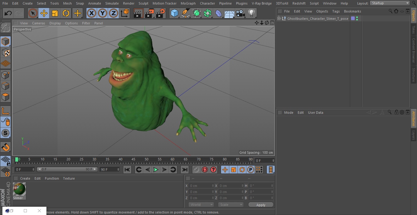 3D Ghostbusters Character Slimer T-pose