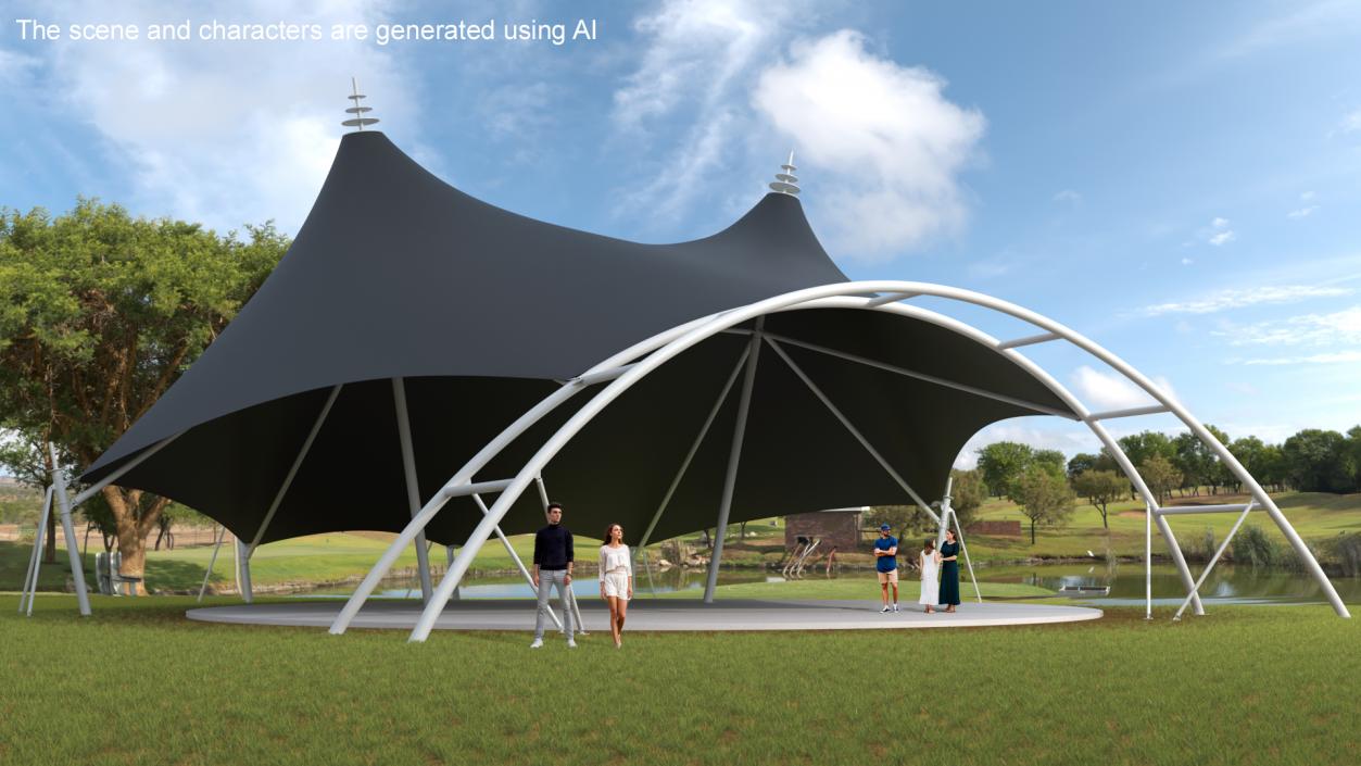 3D Modern Event Tensile Tent Black