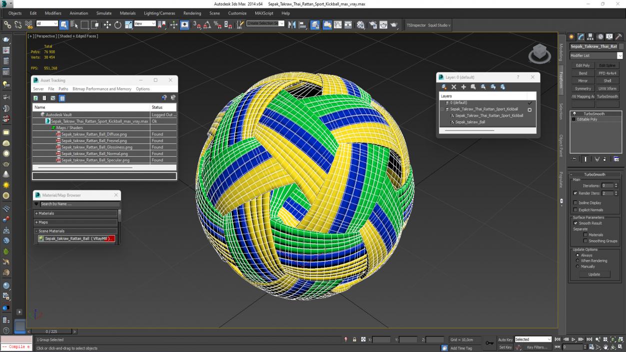 Sepak Takraw Thai Rattan Sport Kickball 3D model