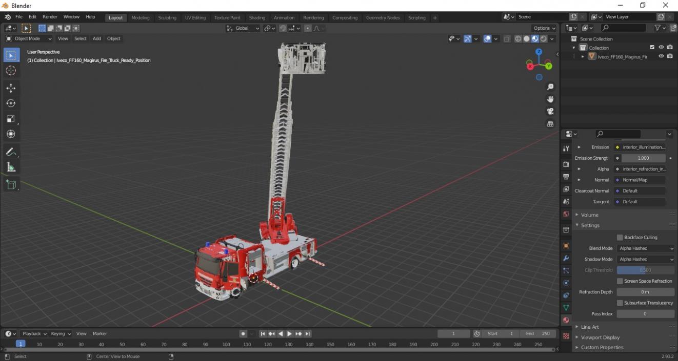 3D model Iveco FF160 Magirus Fire Truck Ready Position