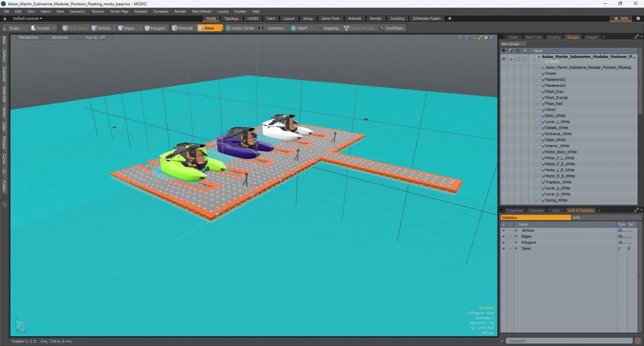 Aston Martin Submarine Modular Pontoon Floating 3D