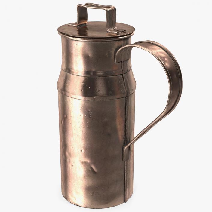 3D Antique Copper Milk Can 19th Century