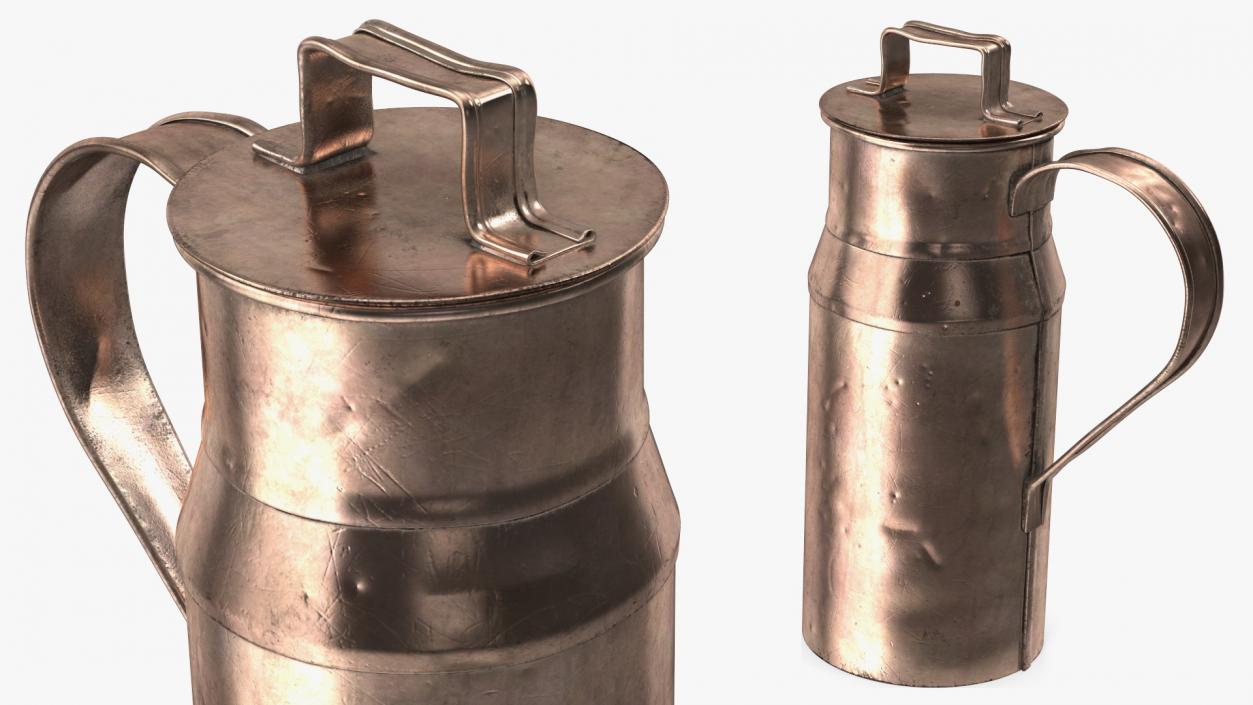 3D Antique Copper Milk Can 19th Century