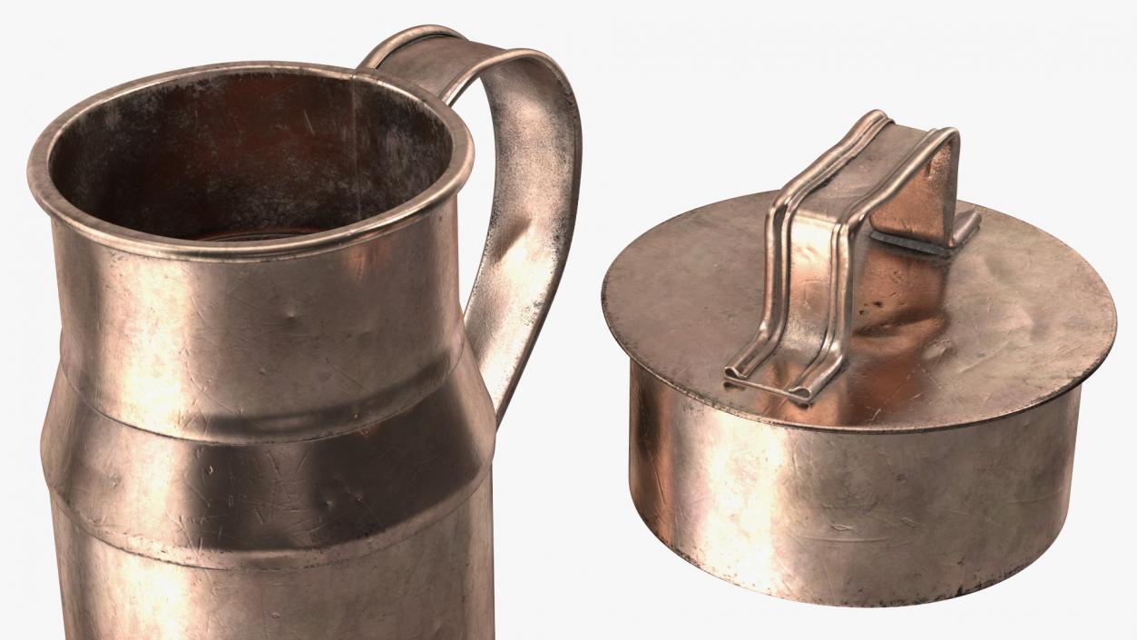 3D Antique Copper Milk Can 19th Century