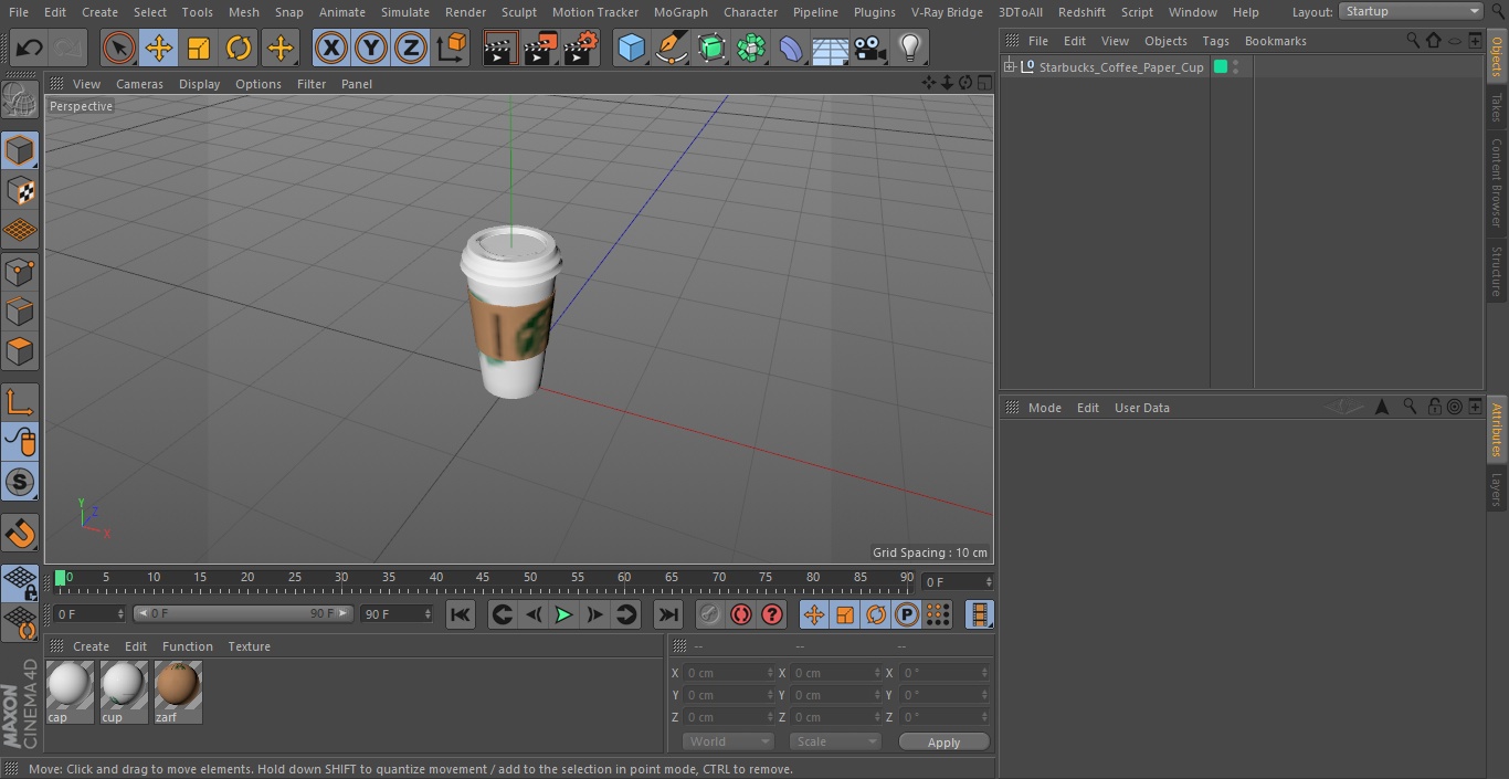 3D Starbucks Coffee Paper Cup