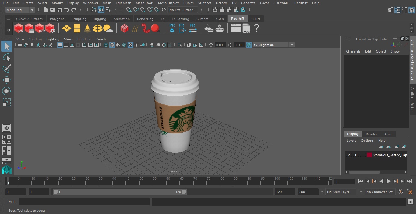 3D Starbucks Coffee Paper Cup