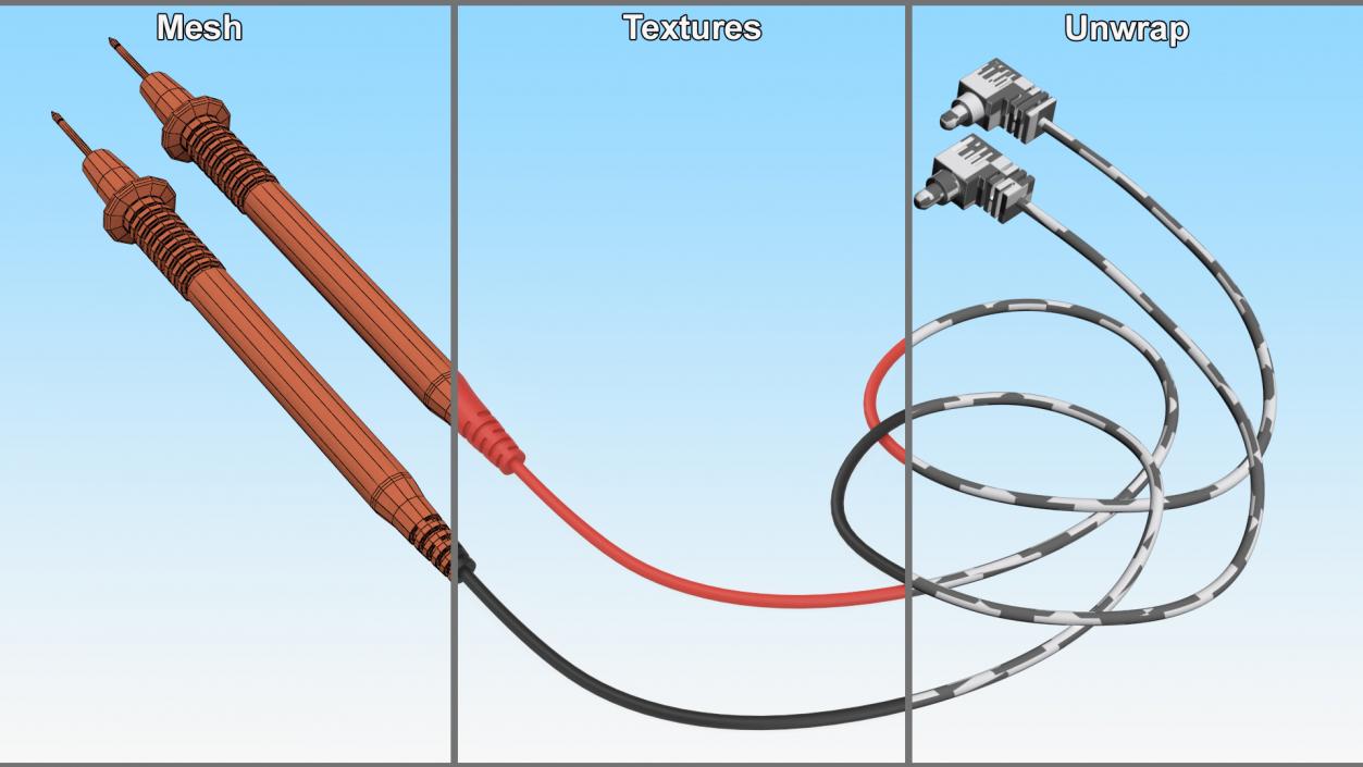 Multimeter Test Leads with Banana Plugs 3D model