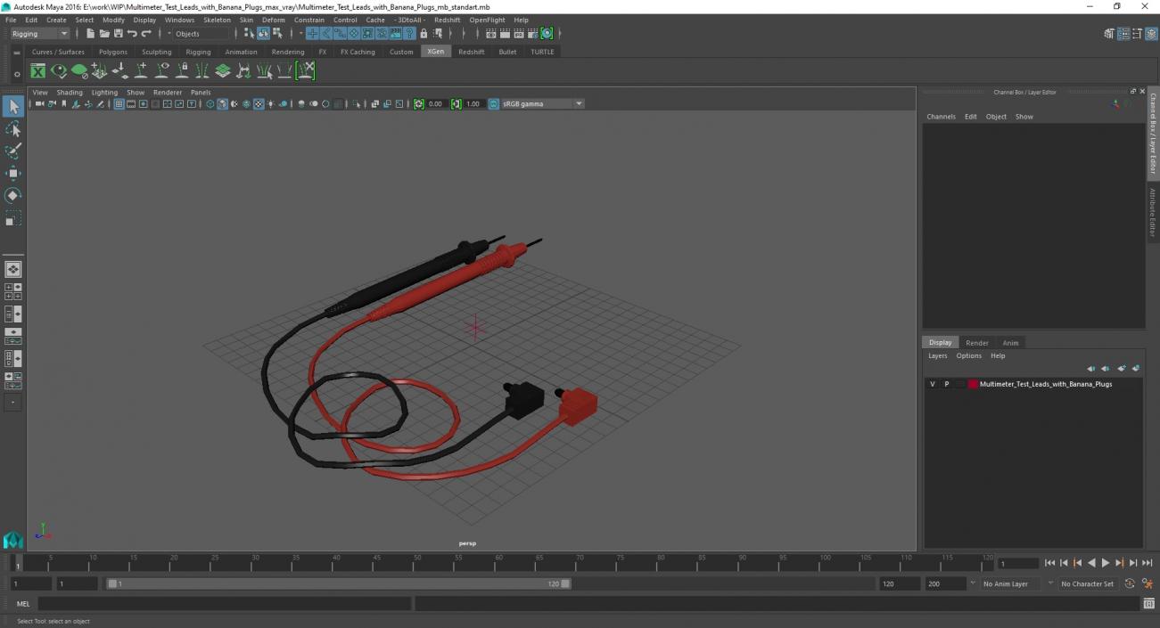 Multimeter Test Leads with Banana Plugs 3D model