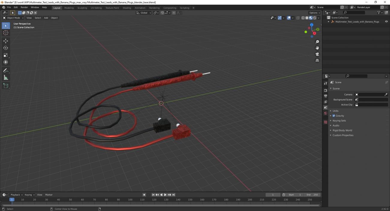 Multimeter Test Leads with Banana Plugs 3D model