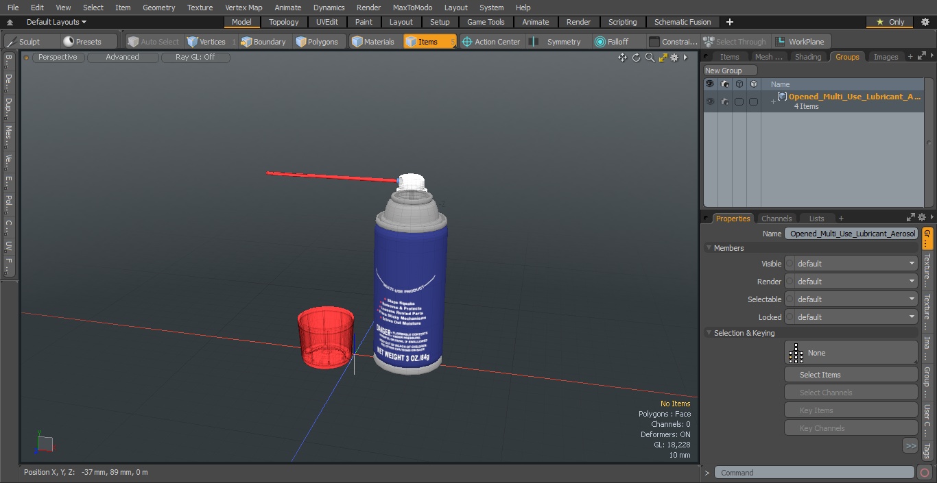 3D model Opened Multi Use Lubricant Aerosol Spray