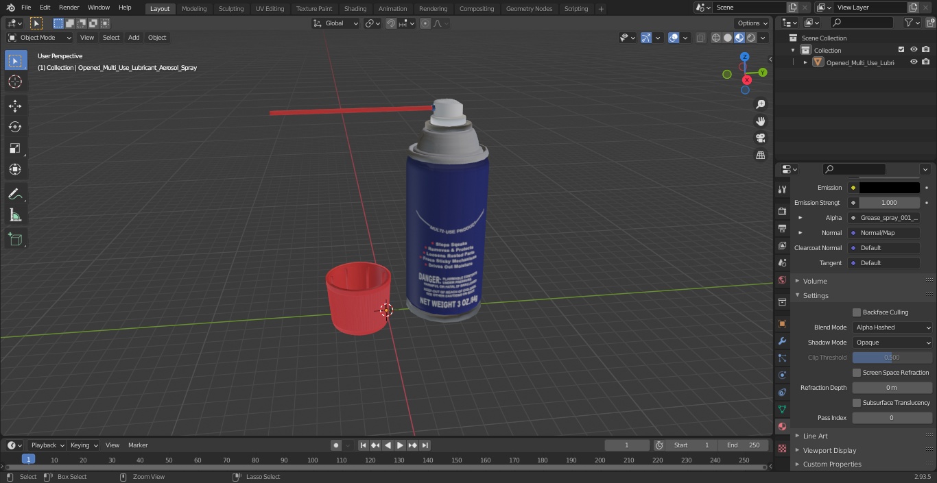 3D model Opened Multi Use Lubricant Aerosol Spray