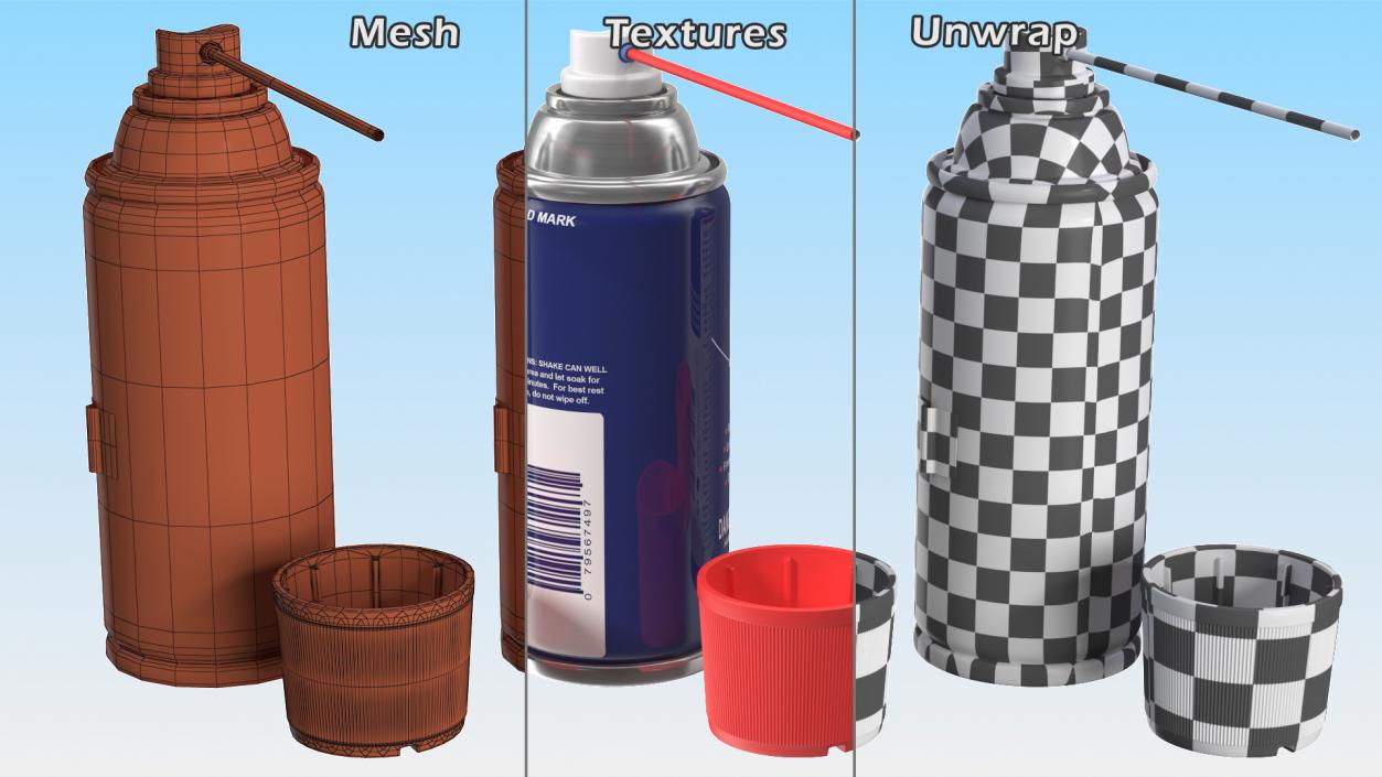 3D model Opened Multi Use Lubricant Aerosol Spray