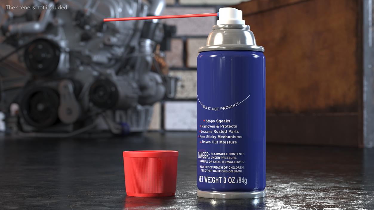 3D model Opened Multi Use Lubricant Aerosol Spray