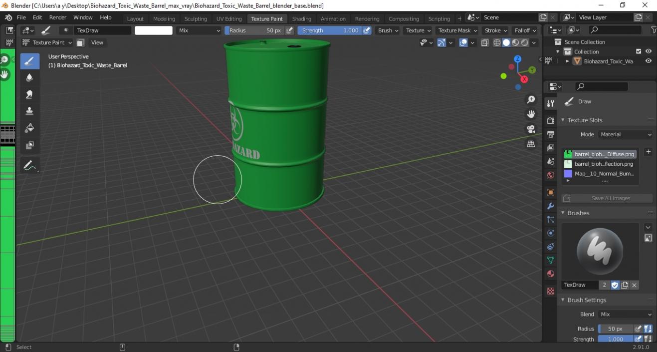 3D Biohazard Toxic Waste Barrel model