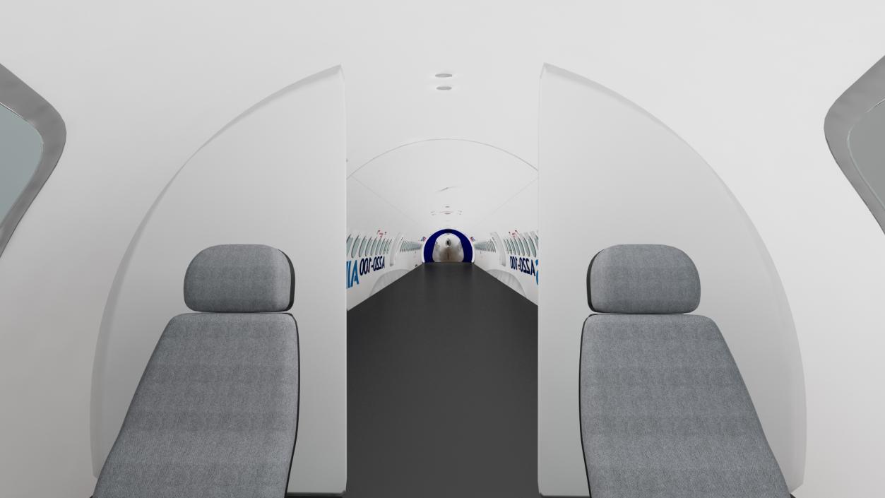 3D Airbus A220 100 Simple Interior Rigged model