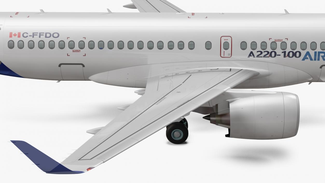 3D Airbus A220 100 Simple Interior Rigged model