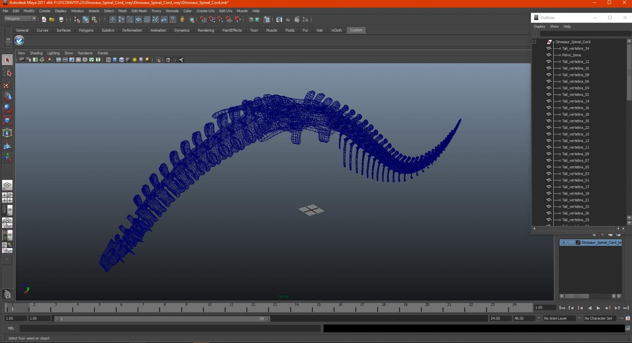 3D model Dinosaur Spinal Cord