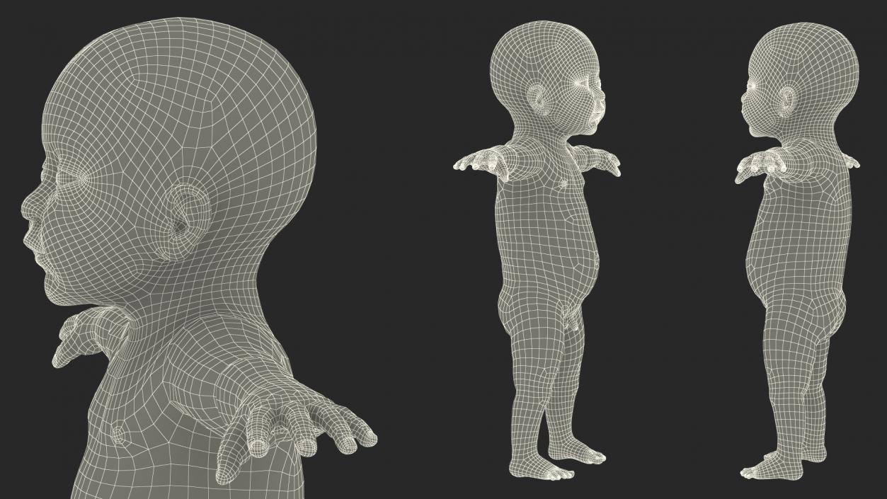 3D Baby Boy at 8 Month Rigged