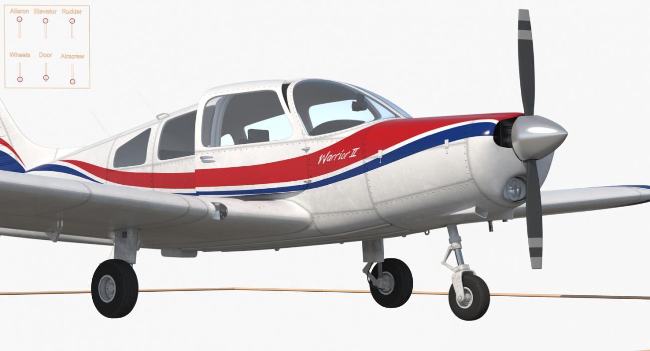 3D model Piper PA28-161 Cherokee Rigged