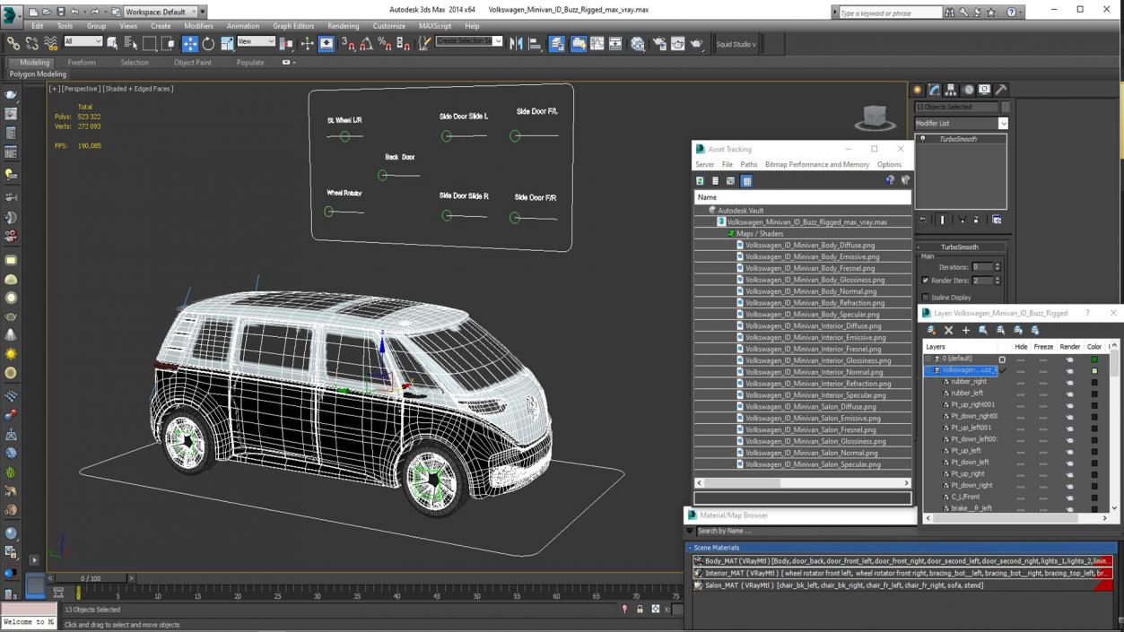 Volkswagen Minivan ID Buzz Rigged for Cinema 4D 3D