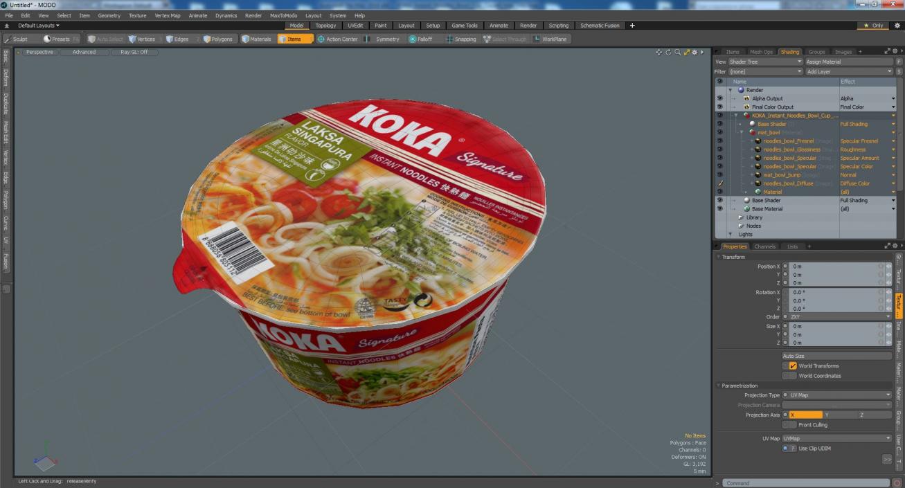 3D KOKA Instant Noodles Bowl Cup Closed