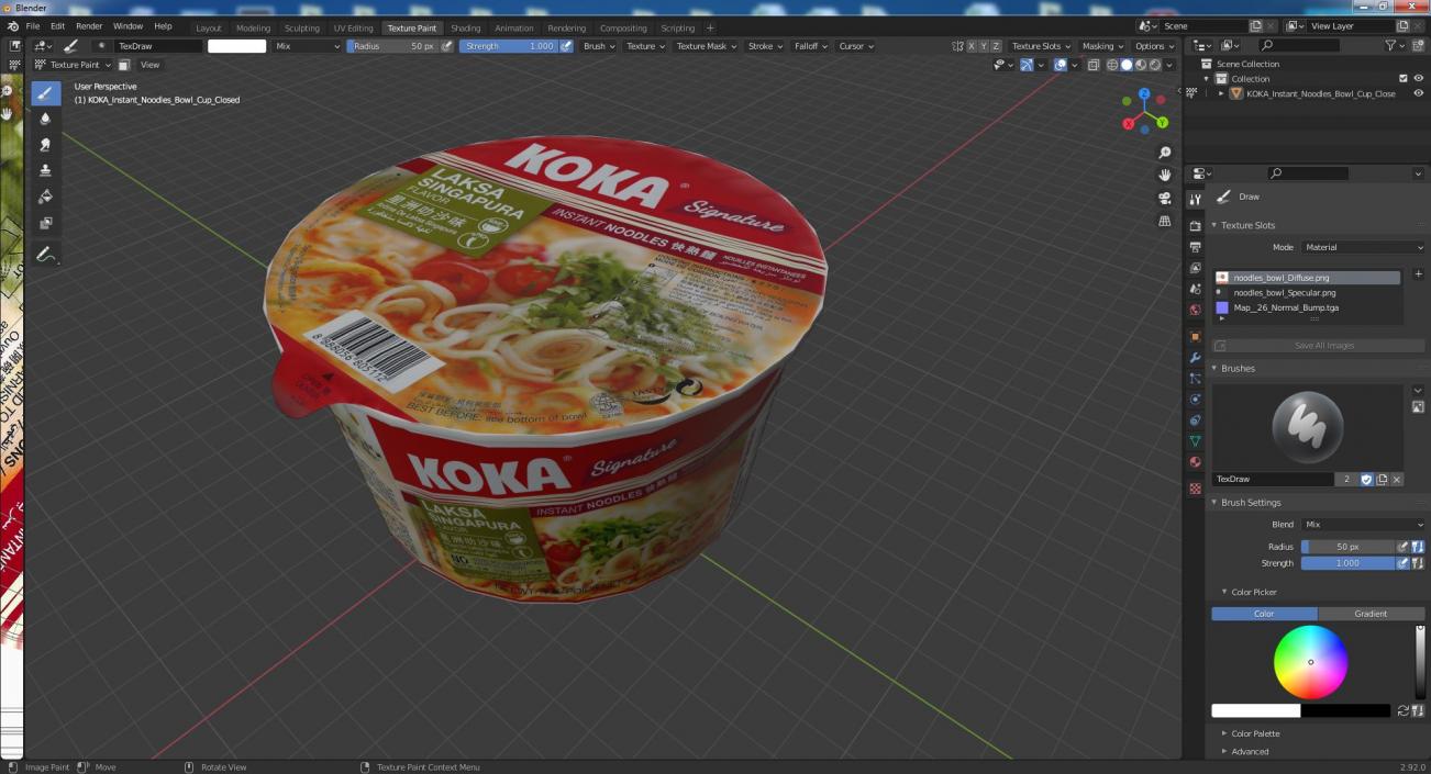 3D KOKA Instant Noodles Bowl Cup Closed