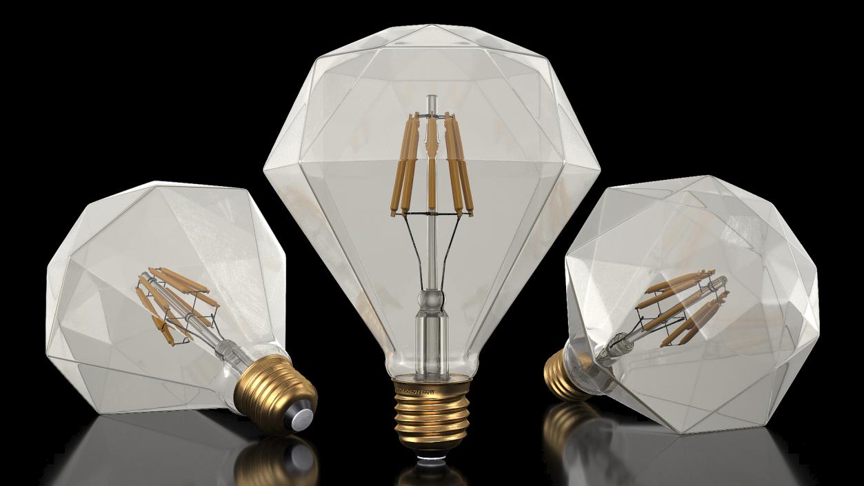 3D Sapphire Shape Filament LED Light Bulb model