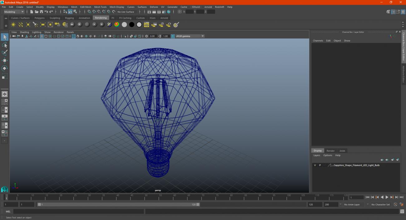 3D Sapphire Shape Filament LED Light Bulb model