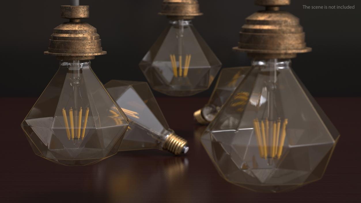 3D Sapphire Shape Filament LED Light Bulb model