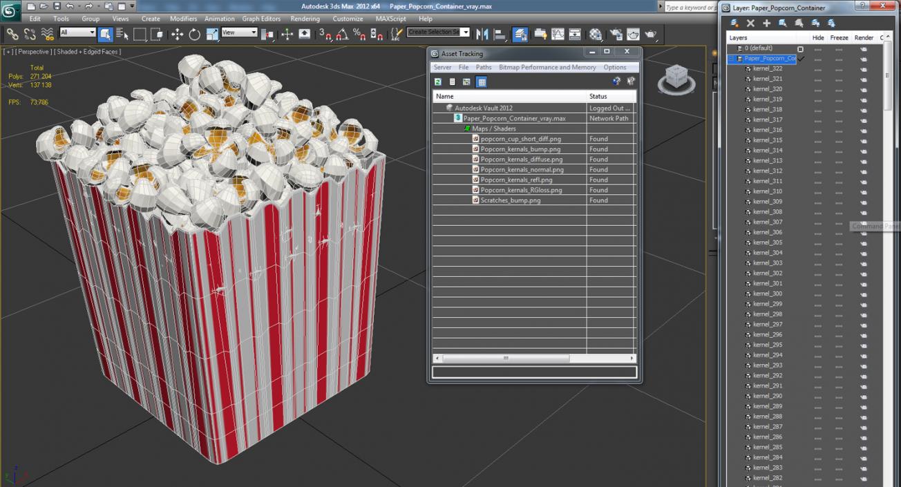 3D Paper Popcorn Container model