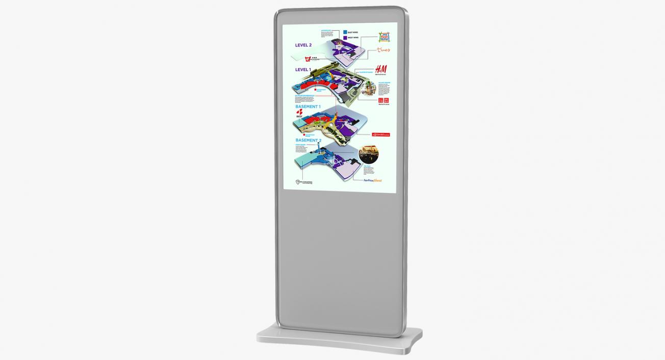 3D Digital Information Kiosk White