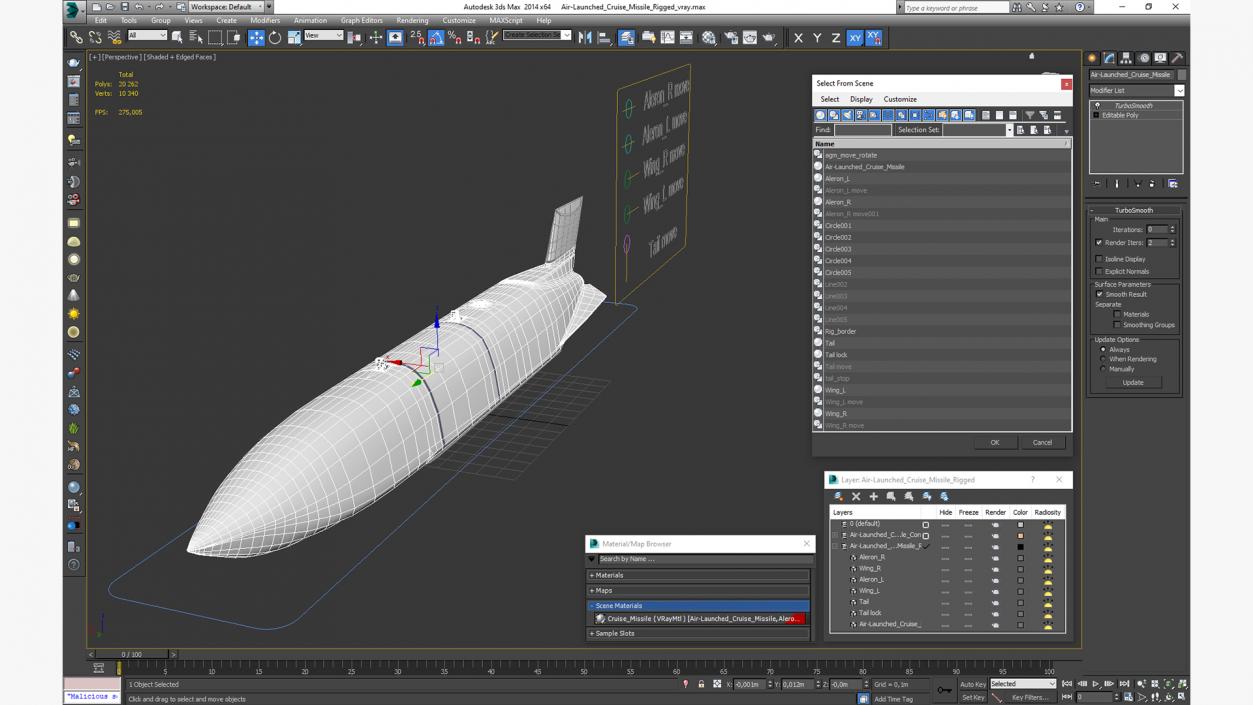 Air-Launched Cruise Missile Rigged 3D model