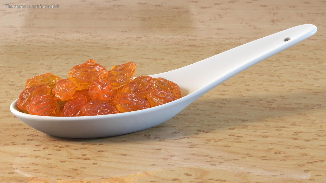 3D model Golden Raisins in a Spoon