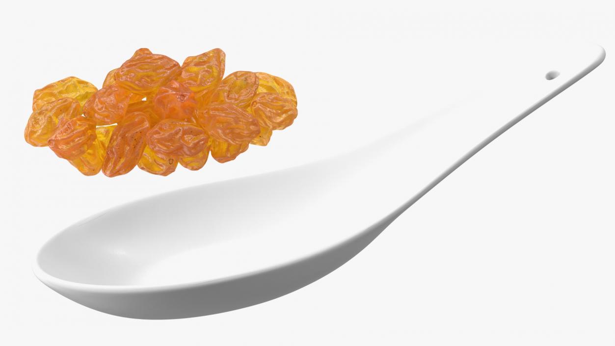 3D model Golden Raisins in a Spoon