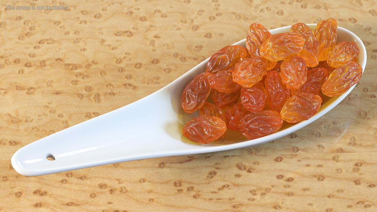 3D model Golden Raisins in a Spoon