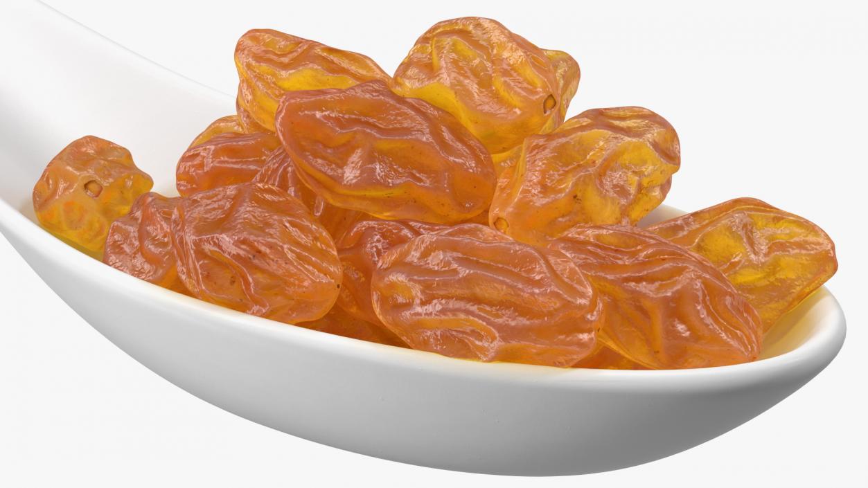 3D model Golden Raisins in a Spoon