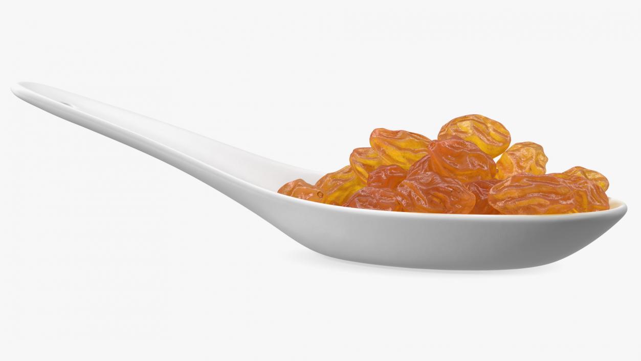 3D model Golden Raisins in a Spoon