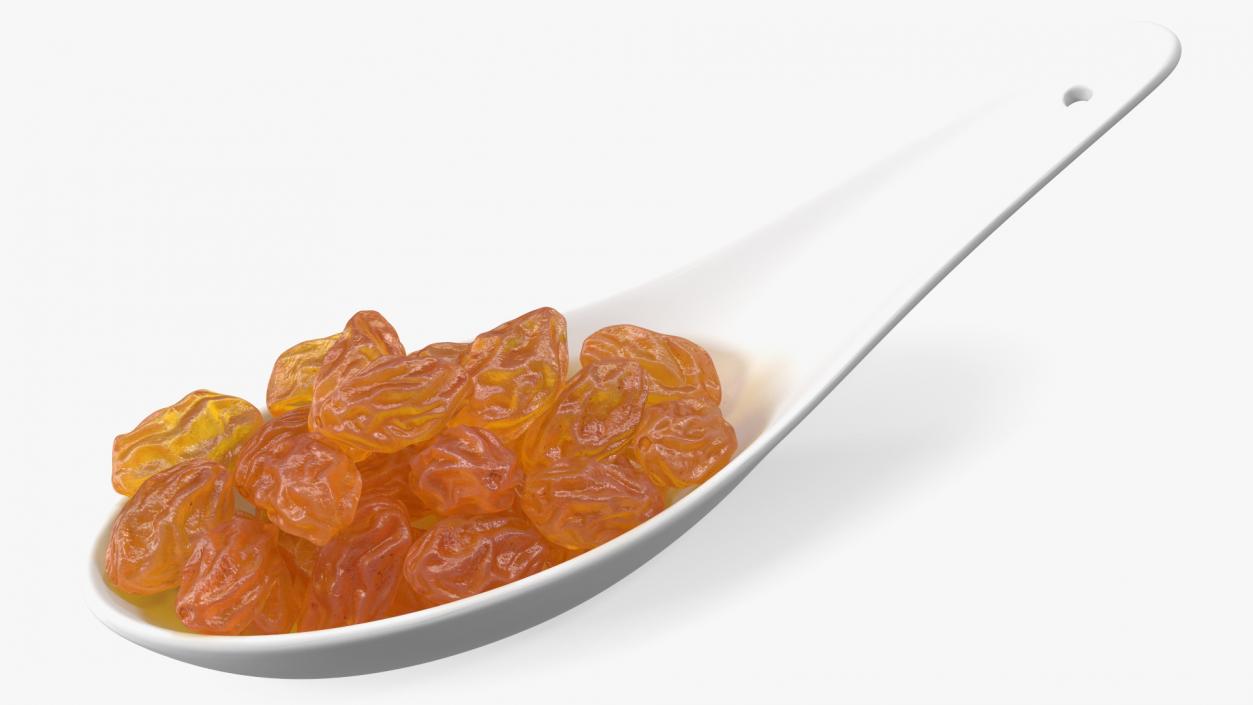 3D model Golden Raisins in a Spoon