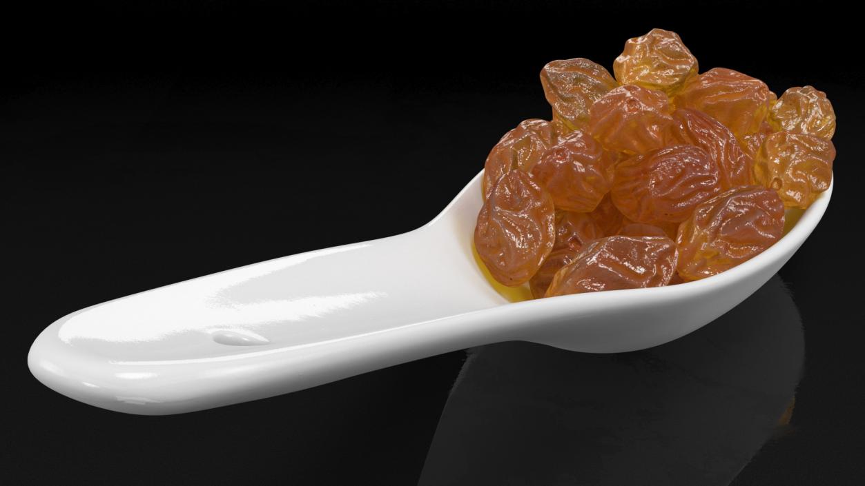 3D model Golden Raisins in a Spoon