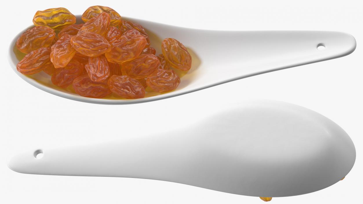 3D model Golden Raisins in a Spoon