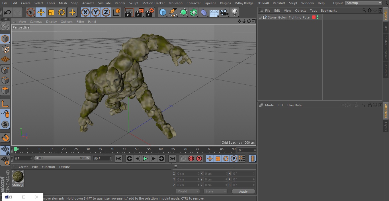 3D model Stone Golem Fighting Pose