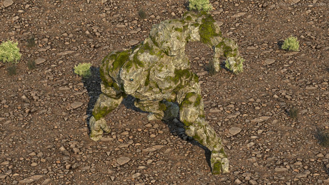 3D model Stone Golem Fighting Pose